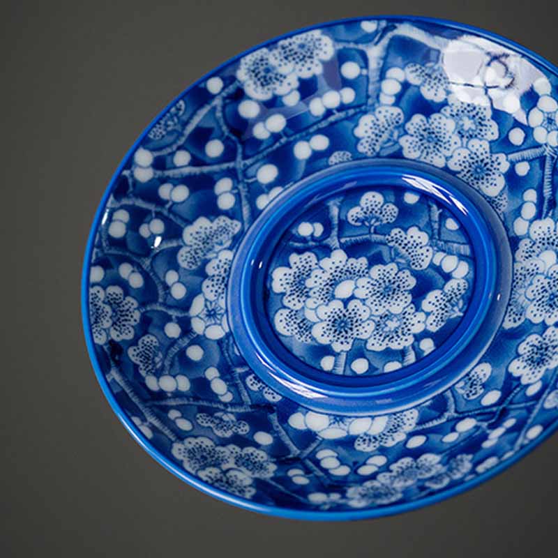 Plum Blossom Blue & White Porcelain Ceramic Gaiwan 185ml Tea Cup