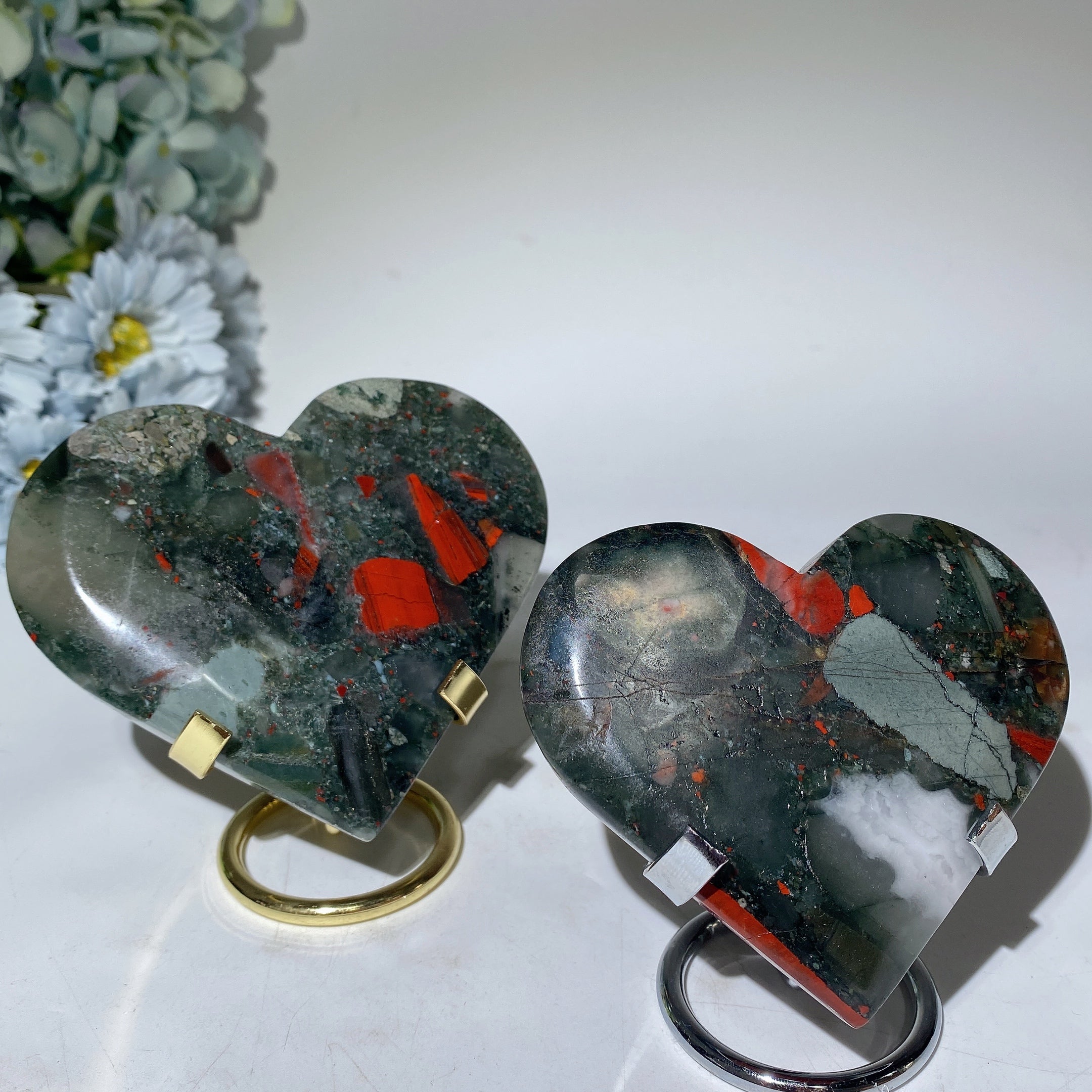 Polished 2.8-4.5" Africa Bloodstone Heart Crystal for Healing
