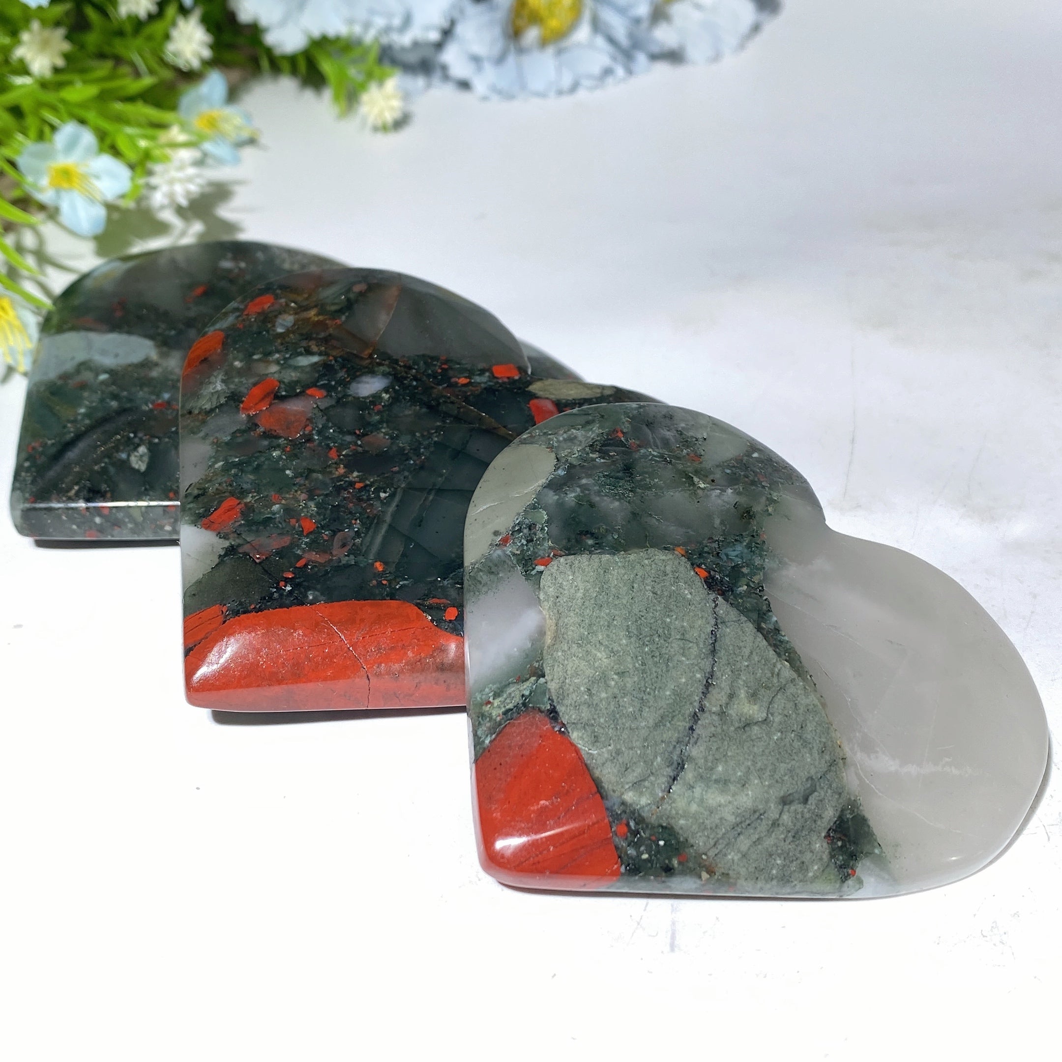 Polished 2.8-4.5" Africa Bloodstone Heart Crystal for Healing
