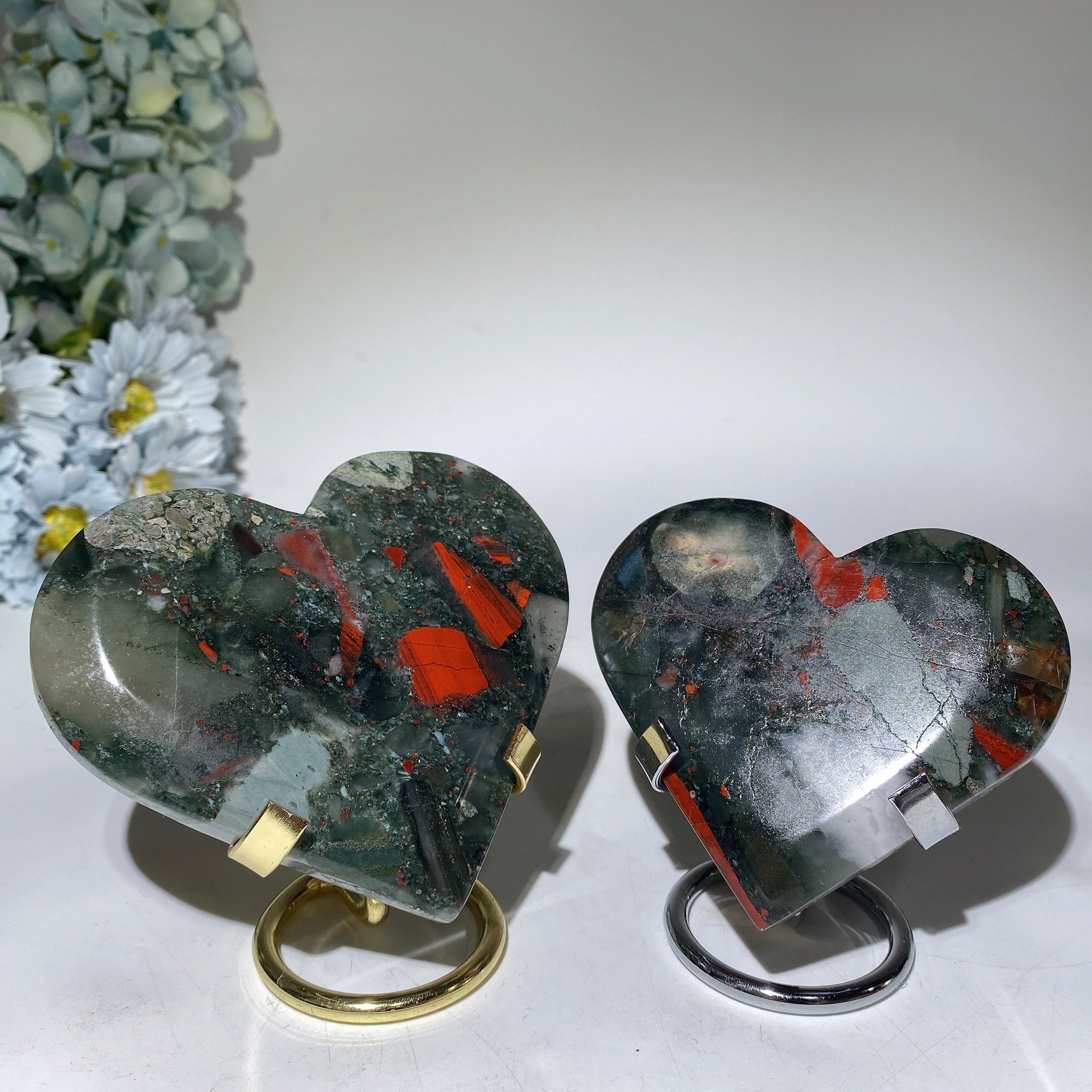 Polished 2.8-4.5" Africa Bloodstone Heart Crystal for Healing