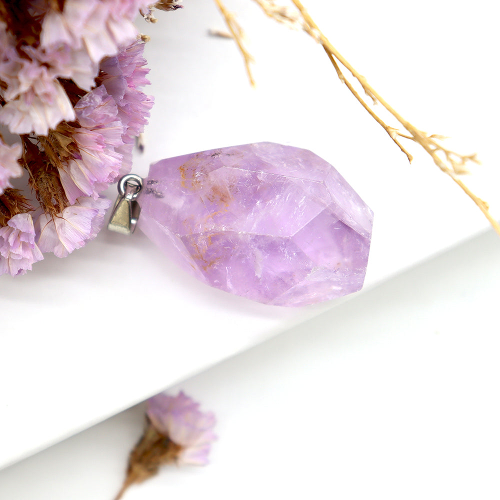 Polished Amethyst Crystal Pendant Healing Jewelry
