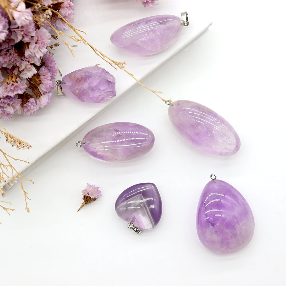 Polished Amethyst Crystal Pendant Healing Jewelry