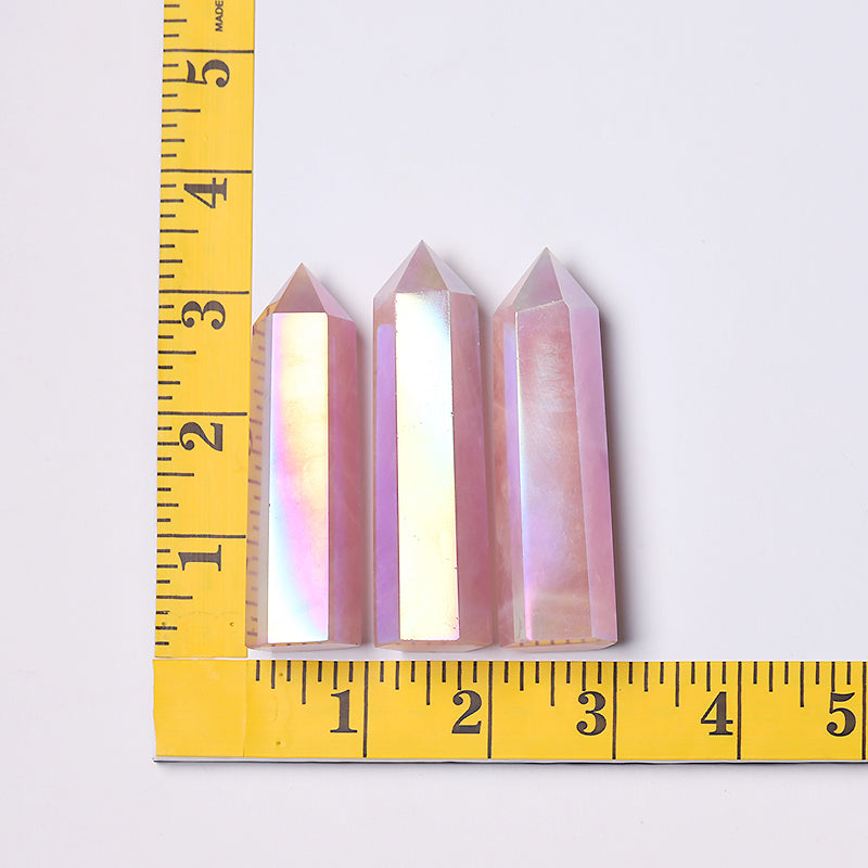Polished Aura Rose Quartz Crystal Points 2.4-4.5 Inches