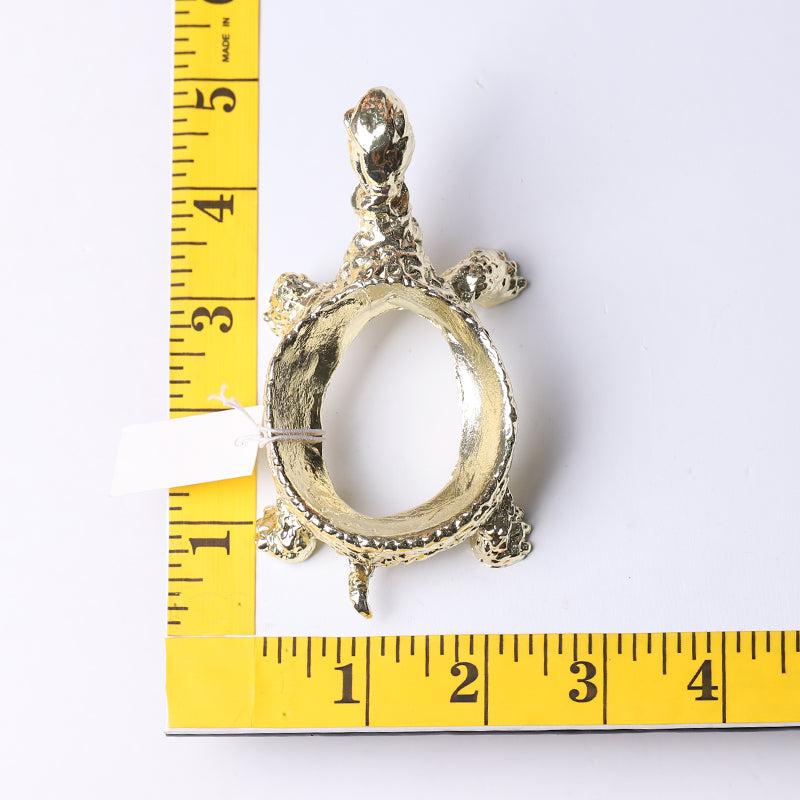 Polished Brass Turtle Design Crystal Decor Holder 2x4 inch