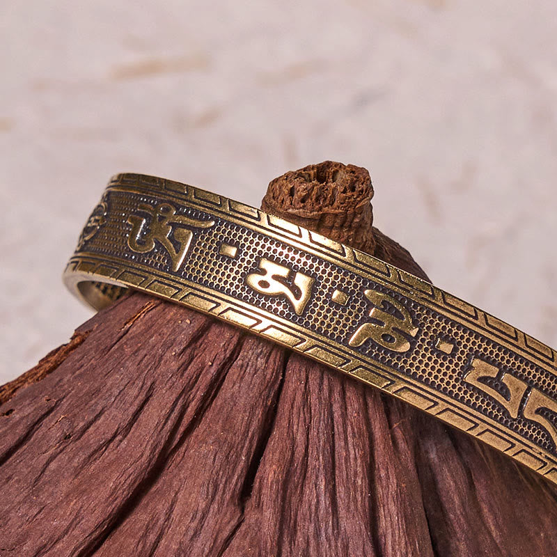 Polished Copper Om Mani Padme Hum Bracelet | Heart Sutra Wisdom