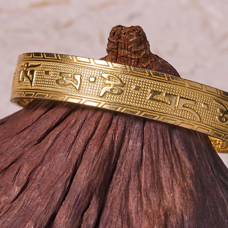 Polished Copper Om Mani Padme Hum Bracelet | Heart Sutra Wisdom