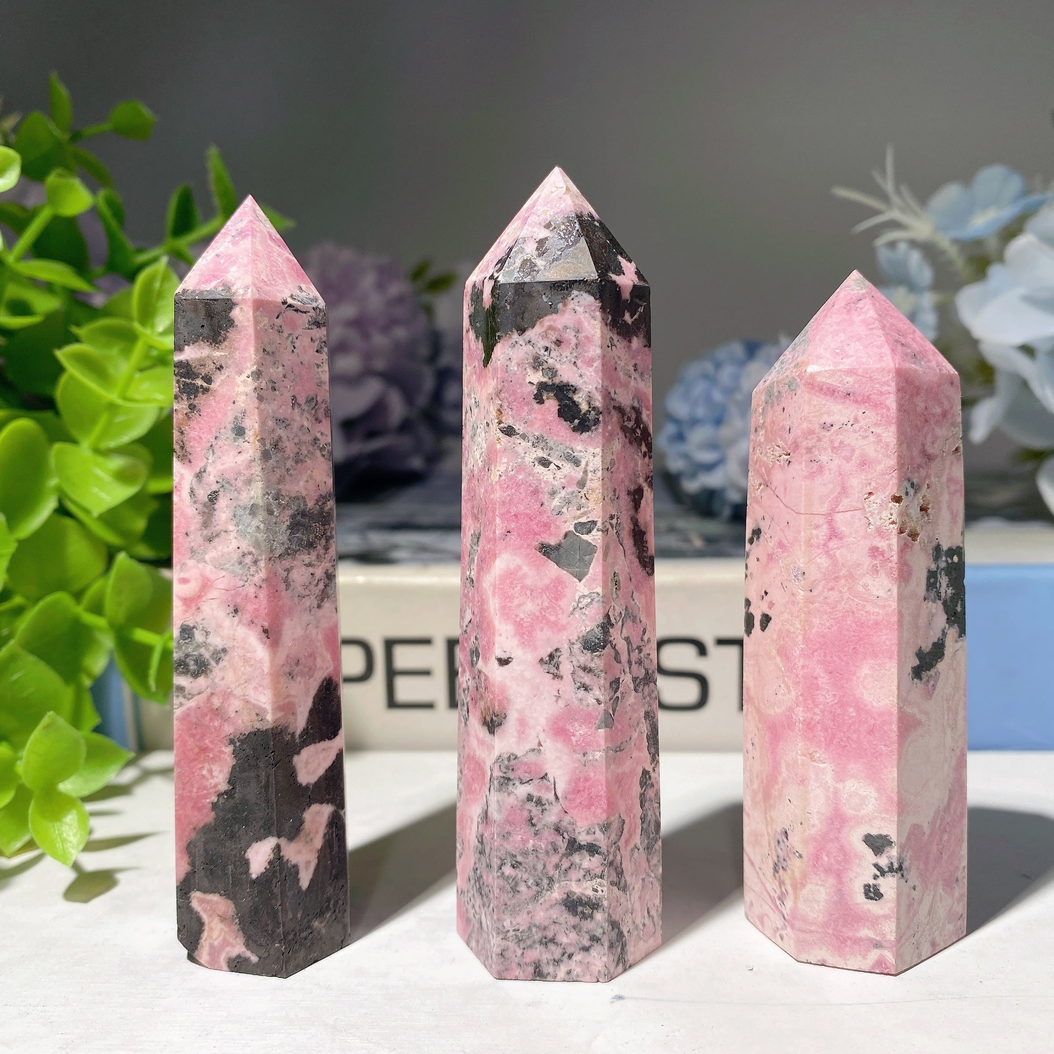 Polished Peru Rhodochrosite Crystal Points 2-4 Inches