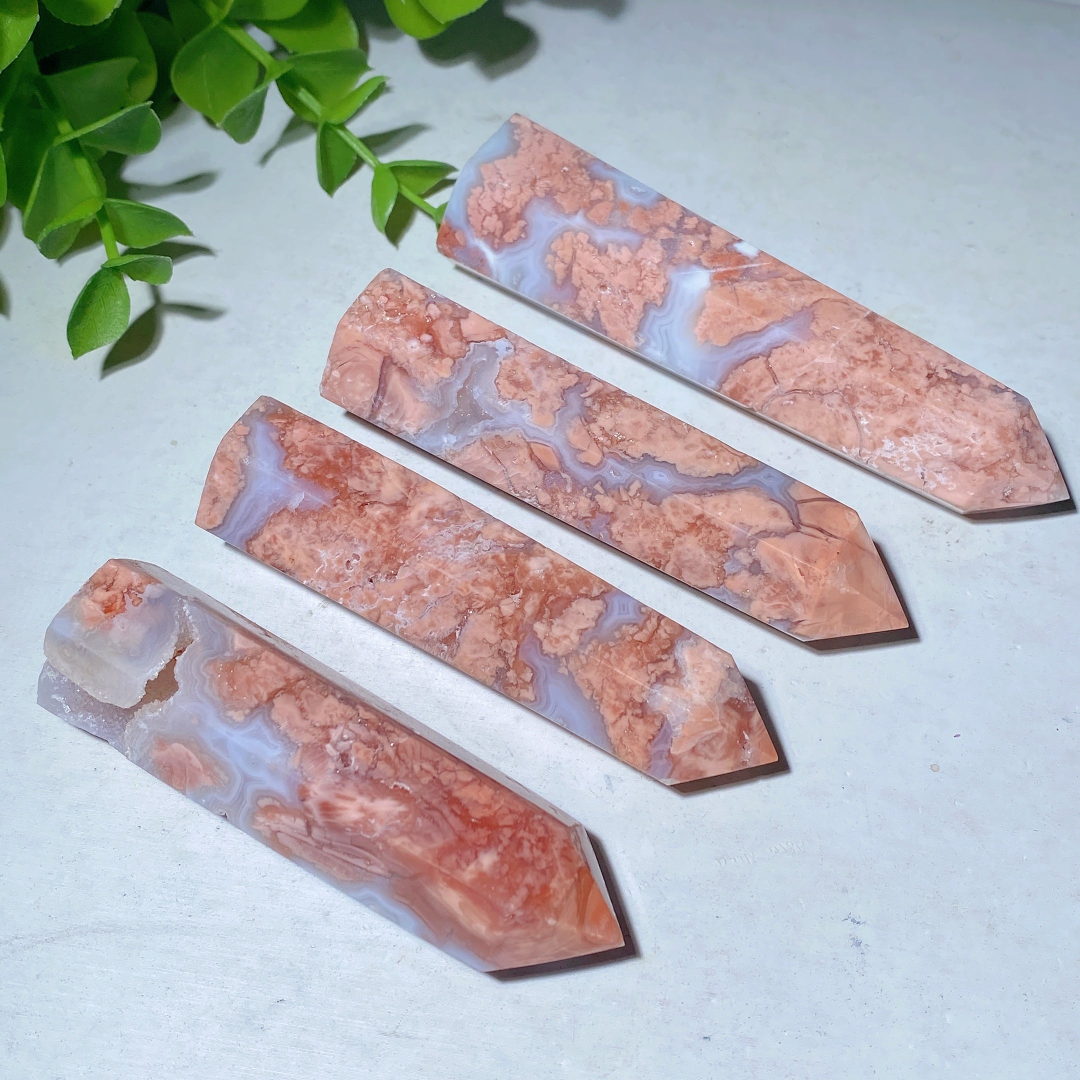 Polished Pink Flower Agate Crystal Points 2.5-4.0 Inch Healing