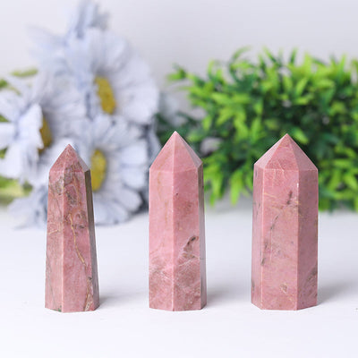 Polished Rhodonite Crystal Tower 2.4-4.5 Inch Healing Display