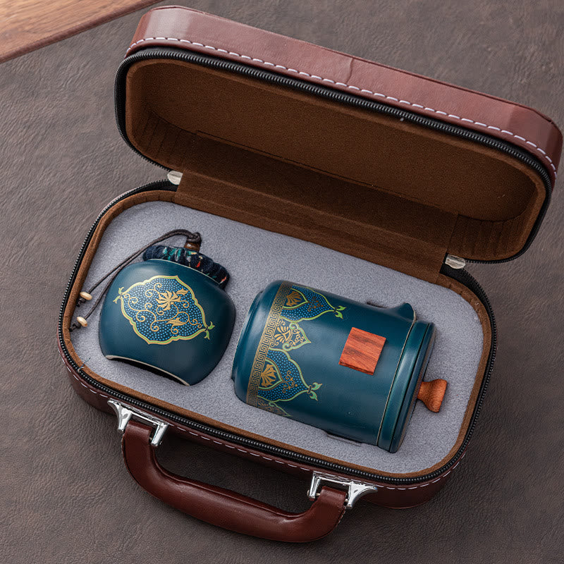 Portable Chinese Gongfu Ceramic Teapot Set with Bag