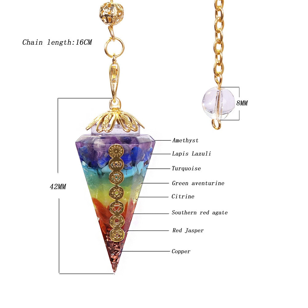 Chakra Orgone Pendulum with Amethyst and Lapis