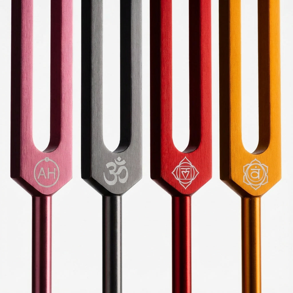 Professionally Tuned Solfeggio Forks 9pc Set - Chakra Engrams