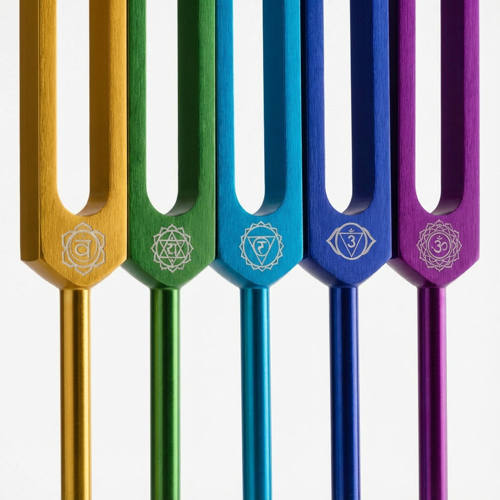 Professionally Tuned Solfeggio Forks 9pc Set - Chakra Engrams