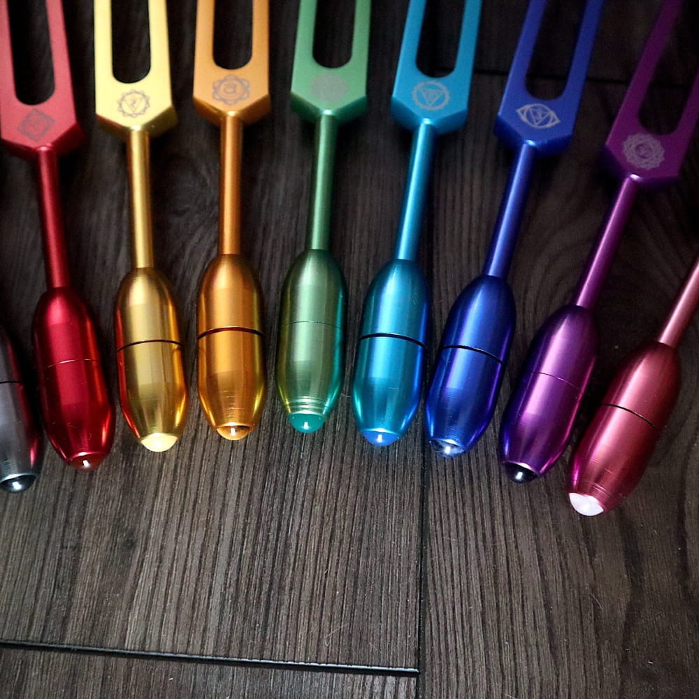 Professionally Tuned Solfeggio Forks 9pc Set - Chakra Engrams - On sale