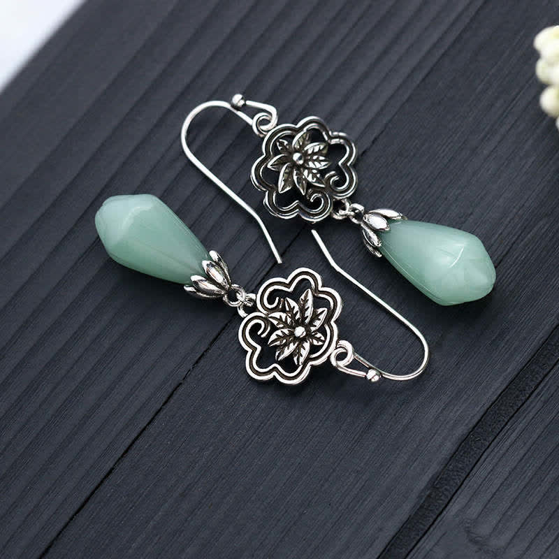 Prosperity Jade Water Drop Dangle Earrings