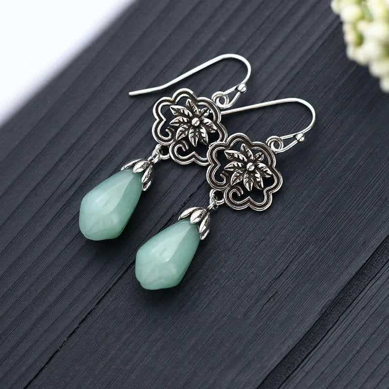 Prosperity Jade Water Drop Dangle Earrings