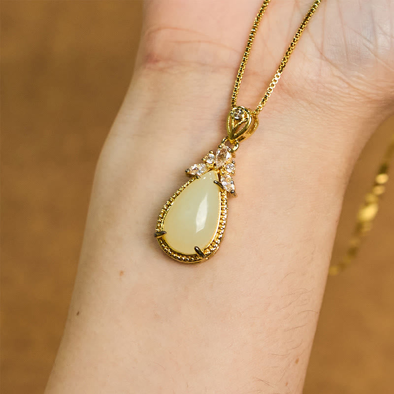 Protection Happiness Hetian White Jade Necklace Pendant