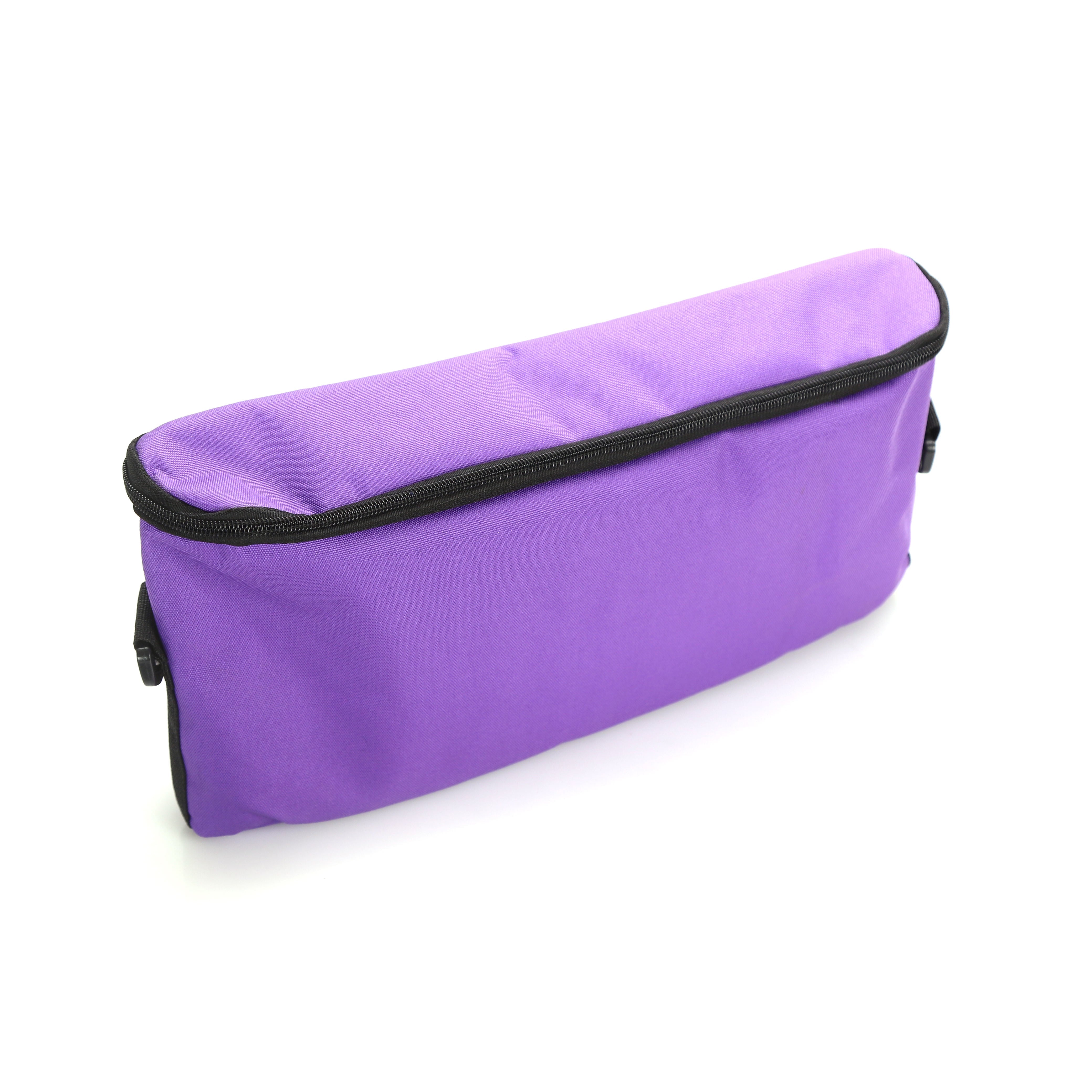 Purple zippered storage pouch with black trim for Protecting Koshi Chime sets