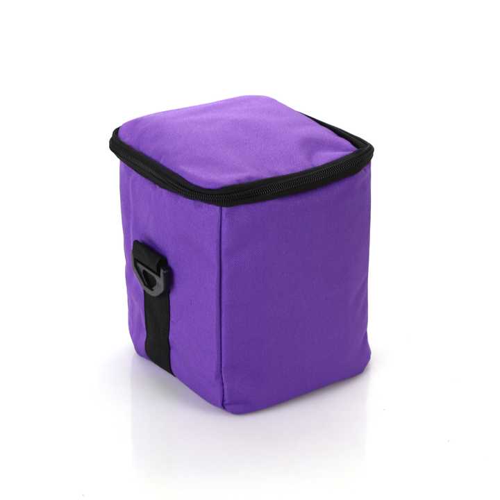 Purple insulated cube cooler bag with black trim for Koshi Chime set protection