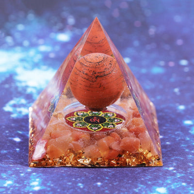 Protective Orgone Pyramid with Red Jasper and Agate