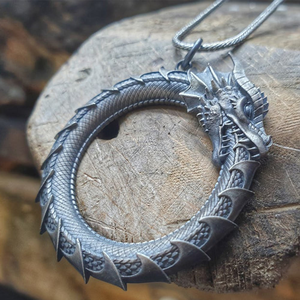 Pure Tin Dragon Protection Necklace | Strength & Luck Symbol