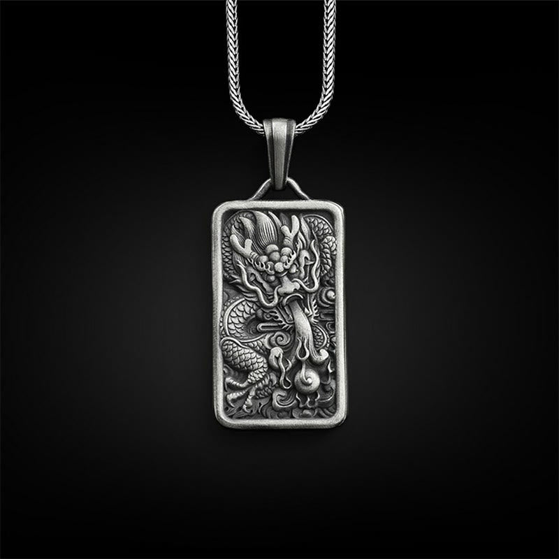 Pure Tin Dragon Success Protection Necklace Pendant