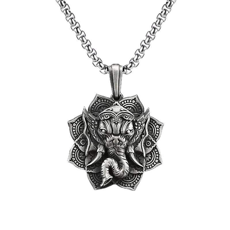 Pure Tin Ganesh Necklace | Elephant Protection Amulet Pendant