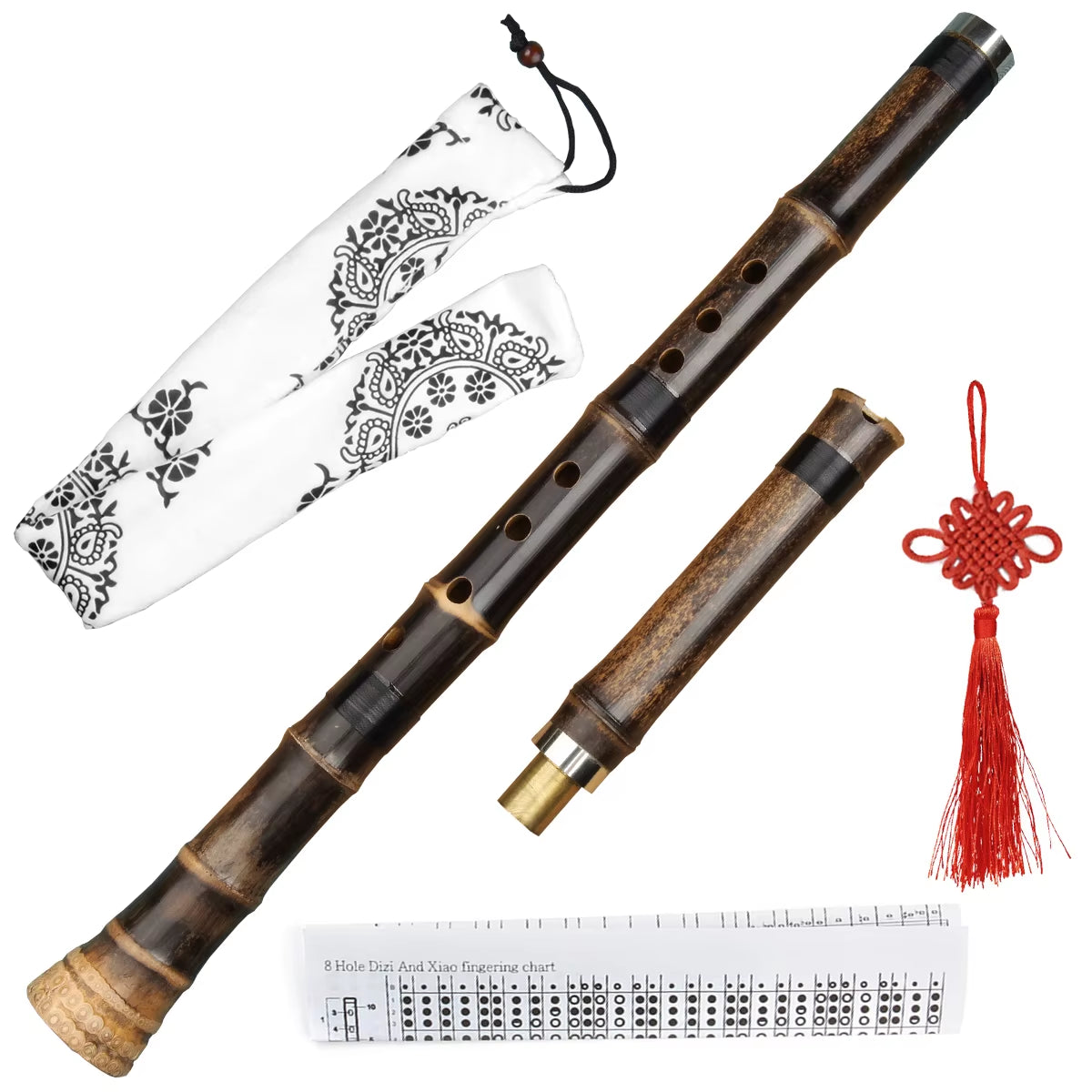 G/F Key Flute 8 Holes Musical Flute Woodwind Instrument Purple Bamboo Nan Xiao Flute for Beginner Professional Vertical