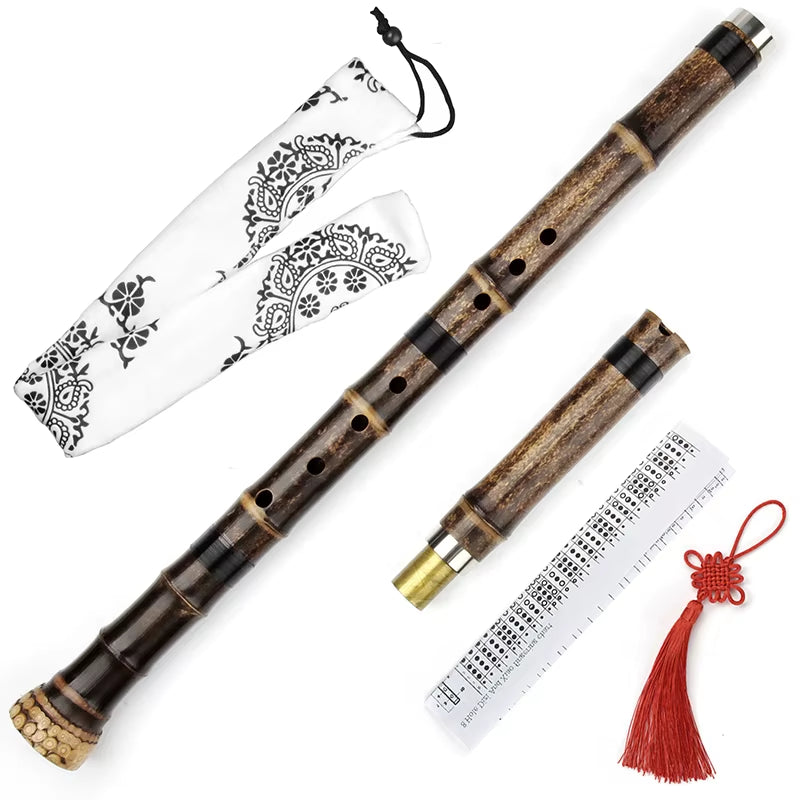 G/F Key Flute 8 Holes Musical Flute Woodwind Instrument Purple Bamboo Nan Xiao Flute for Beginner Professional Vertical