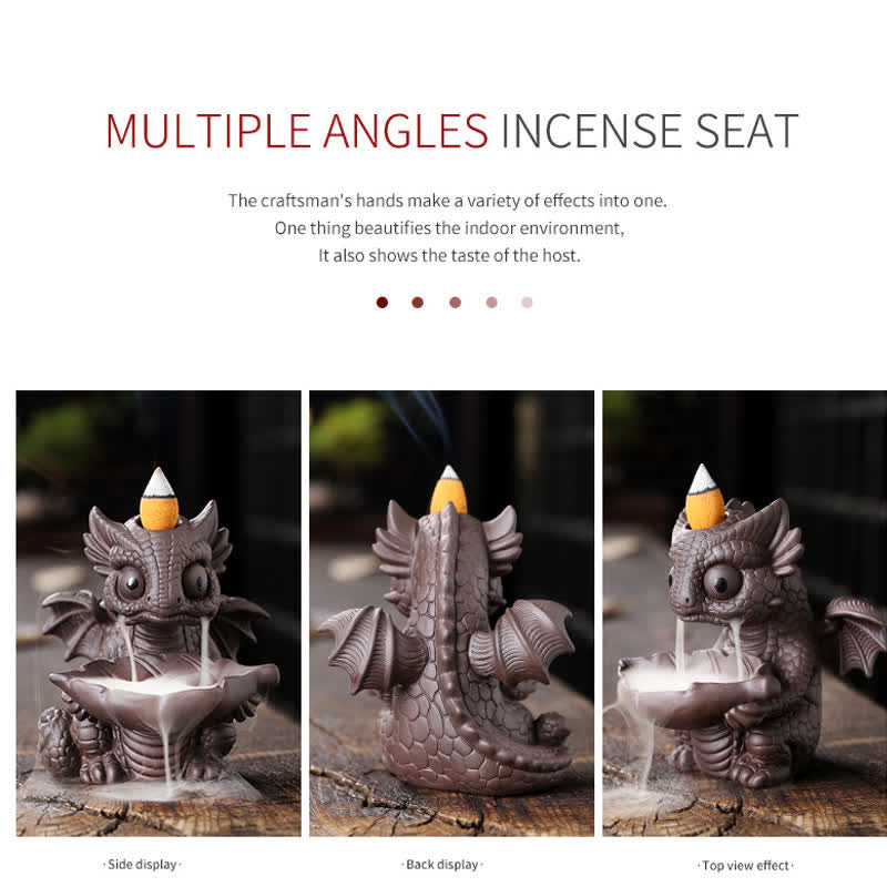 Purple Clay Dinosaur Incense Burner for Meditation & Rituals