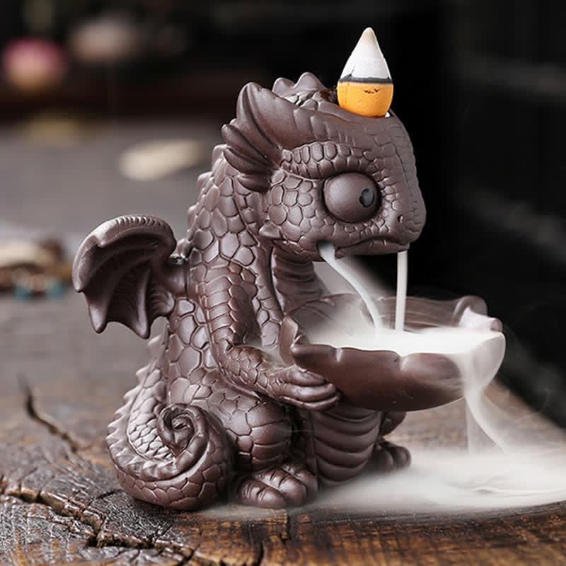 Purple Clay Dinosaur Incense Burner for Meditation & Rituals