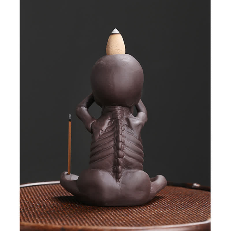 Purple Clay Little Skull Backflow Incense Burner for Peace