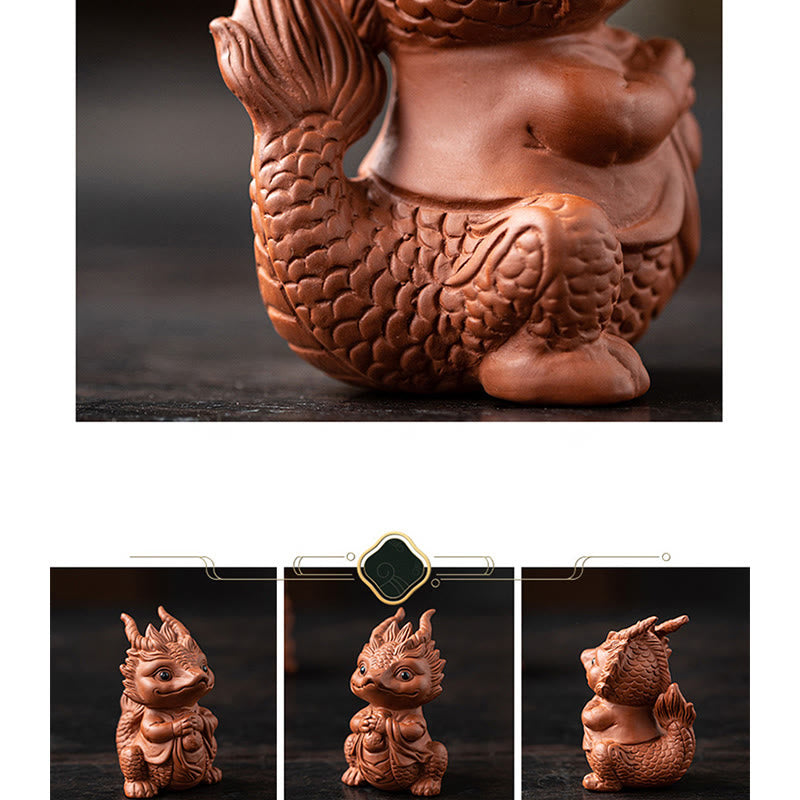 Purple Clay Luck Dragon Tea Pet Figurine | Spiritual Statue