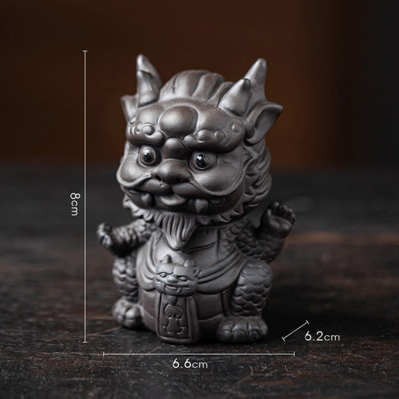 Purple Clay Luck Dragon Tea Pet Figurine | Spiritual Statue