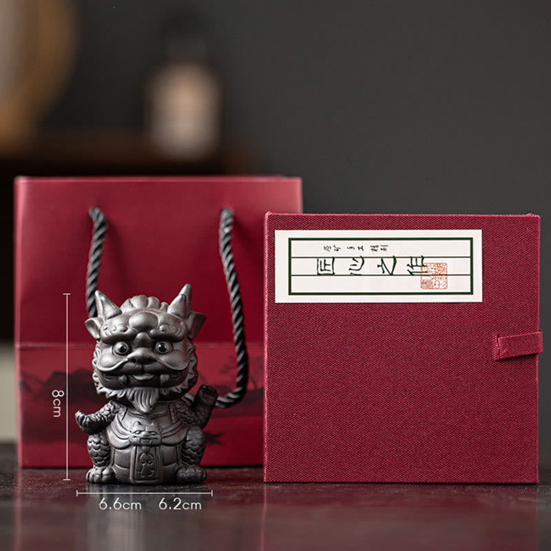 Purple Clay Luck Dragon Tea Pet Figurine | Spiritual Statue