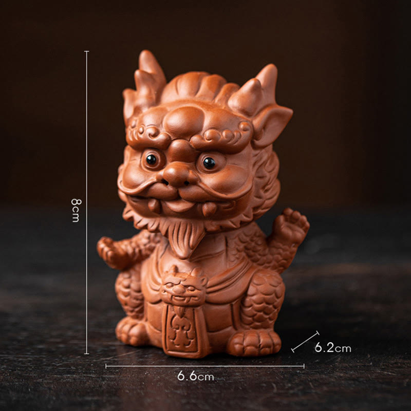 Purple Clay Luck Dragon Tea Pet Figurine | Spiritual Statue