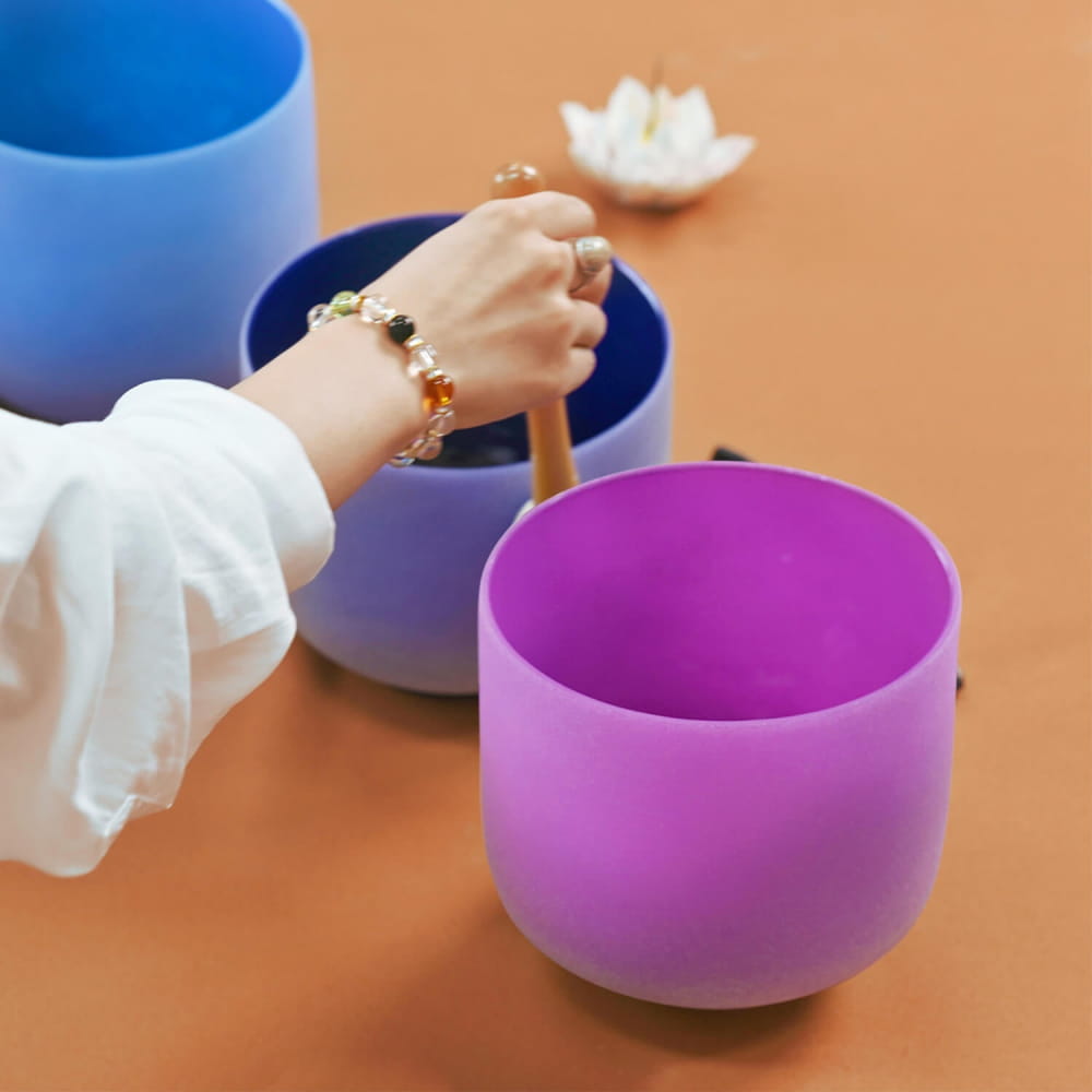 Purple Color B Note Crown Chakra Crystal Singing Bowl - color bowl - On sale