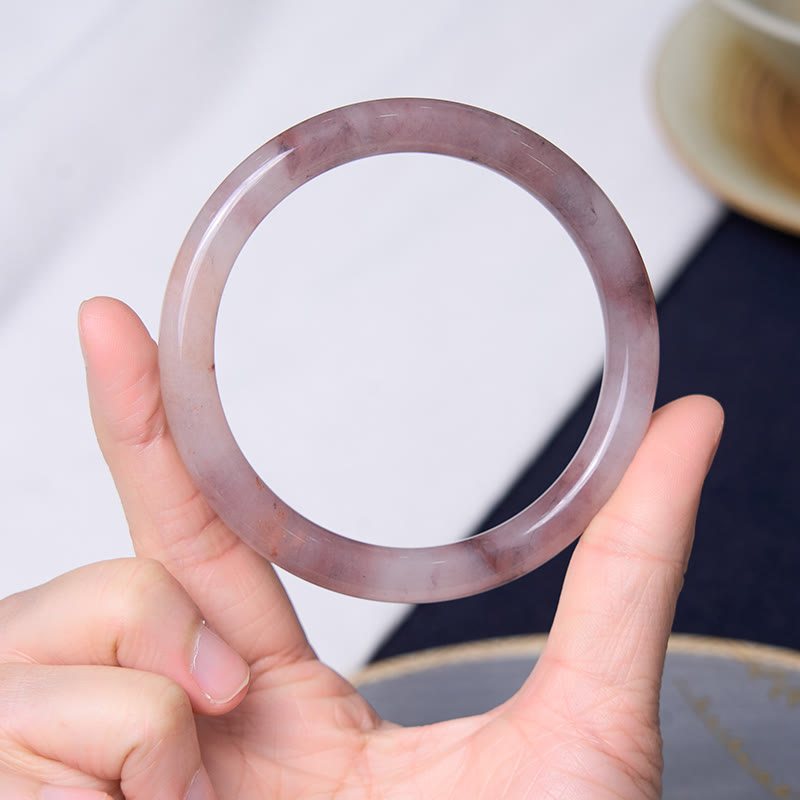 Purple Jade and Strawberry Quartz Bracelet Bangle Bundle for Happiness