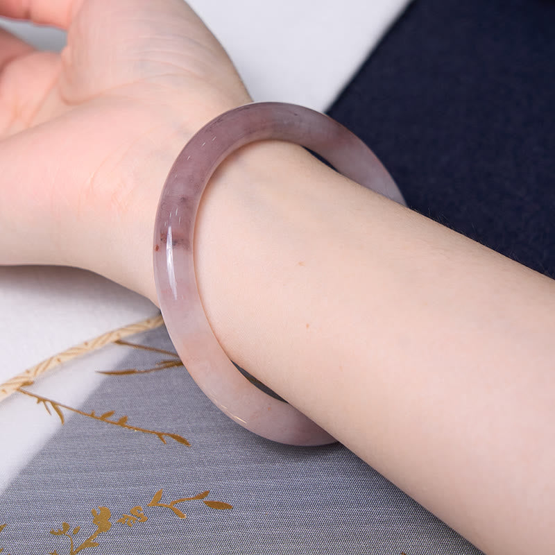 Purple Jade and Strawberry Quartz Bracelet Bangle Bundle for Happiness