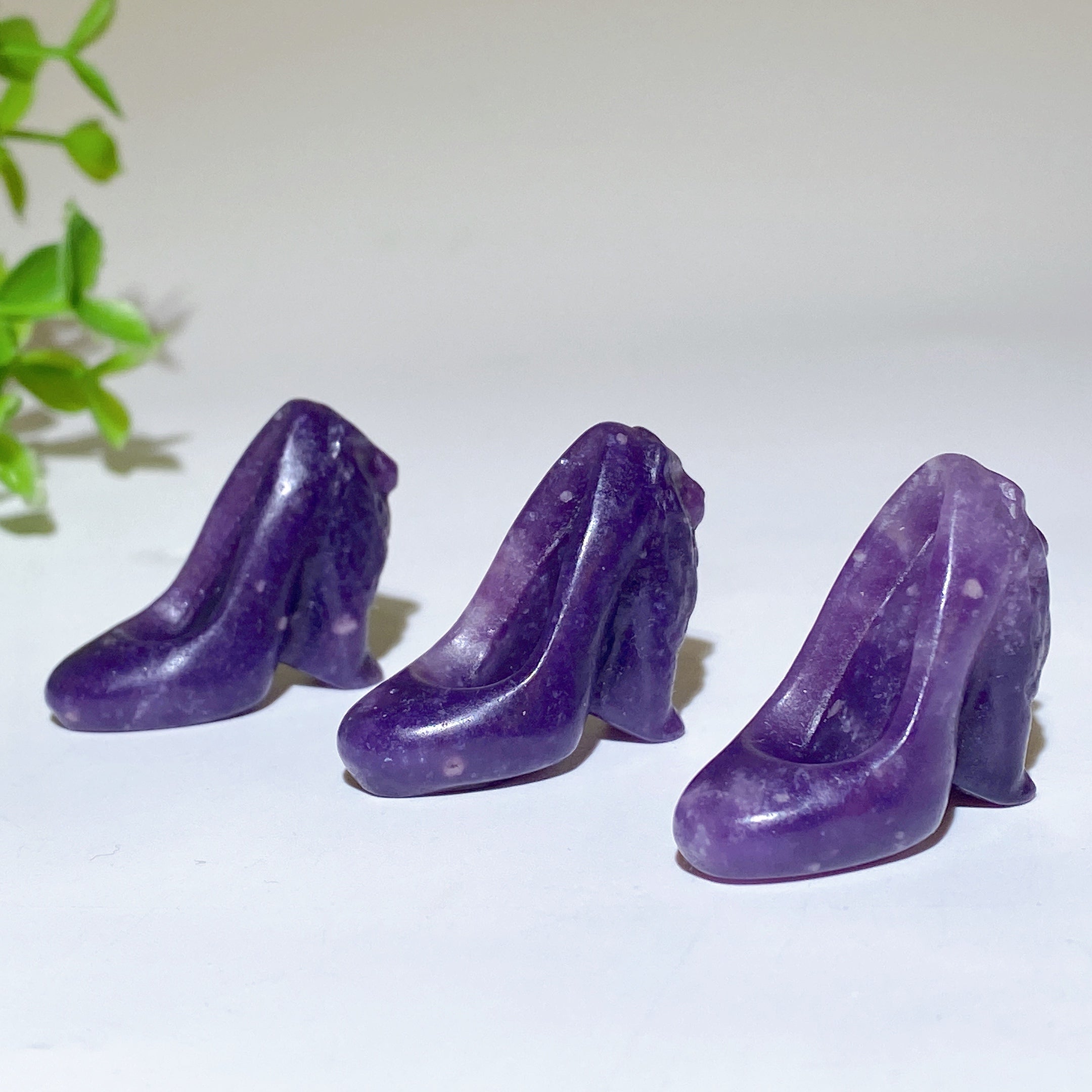 Purple Mica Crystal High-Heeled Shoes Figurine 1.3 Inch