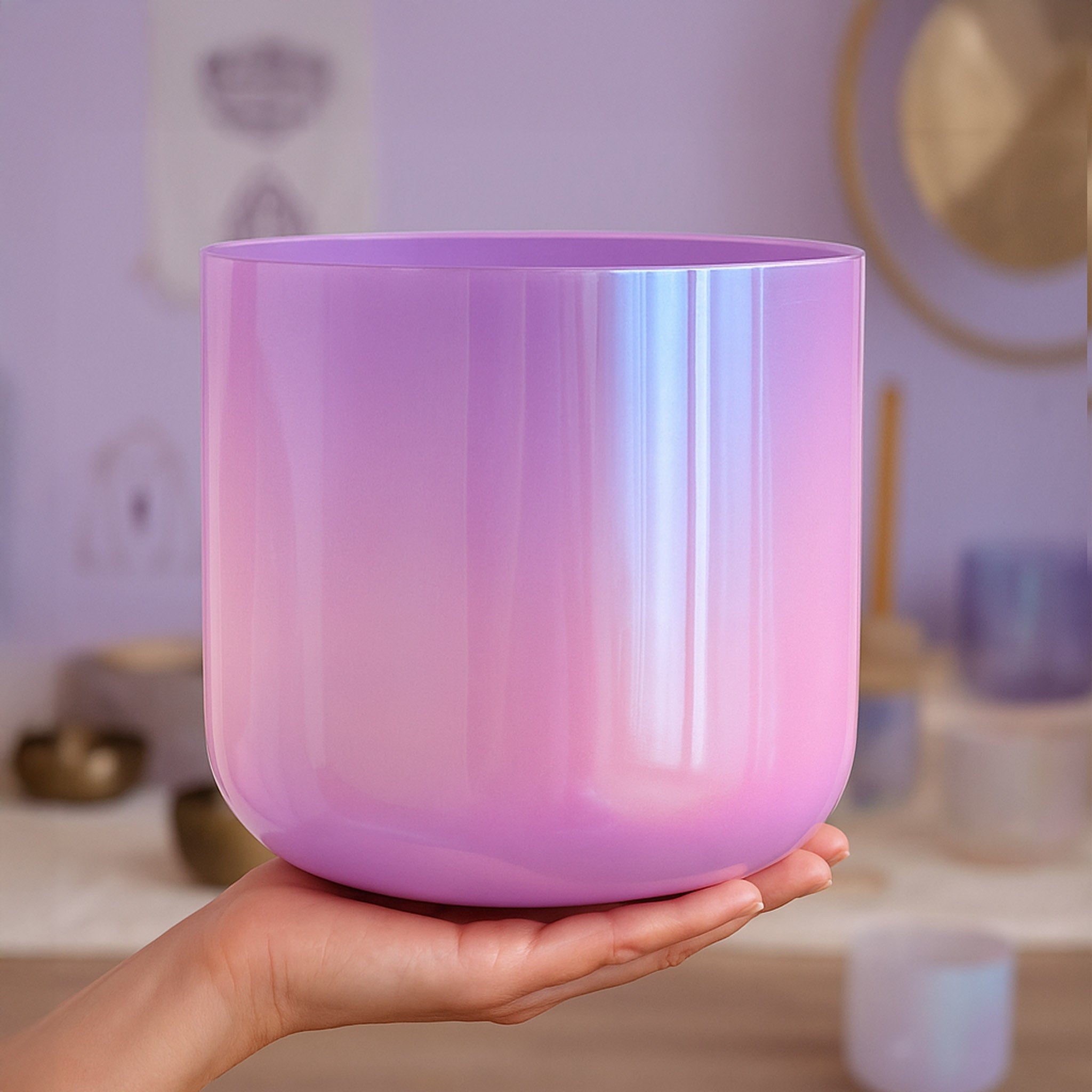 Purple Pink Crystal Singing Bowl for Sound Bath