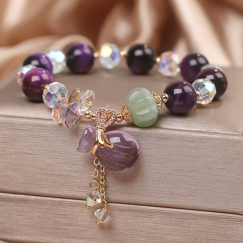 Purple Tiger Eye Bravery Bracelet 14-16cm Unisex Healing Jewelry