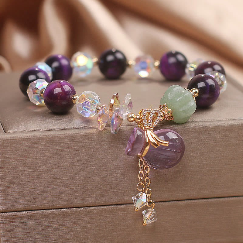 Purple Tiger Eye Bravery Bracelet 14-16cm Unisex Healing Jewelry