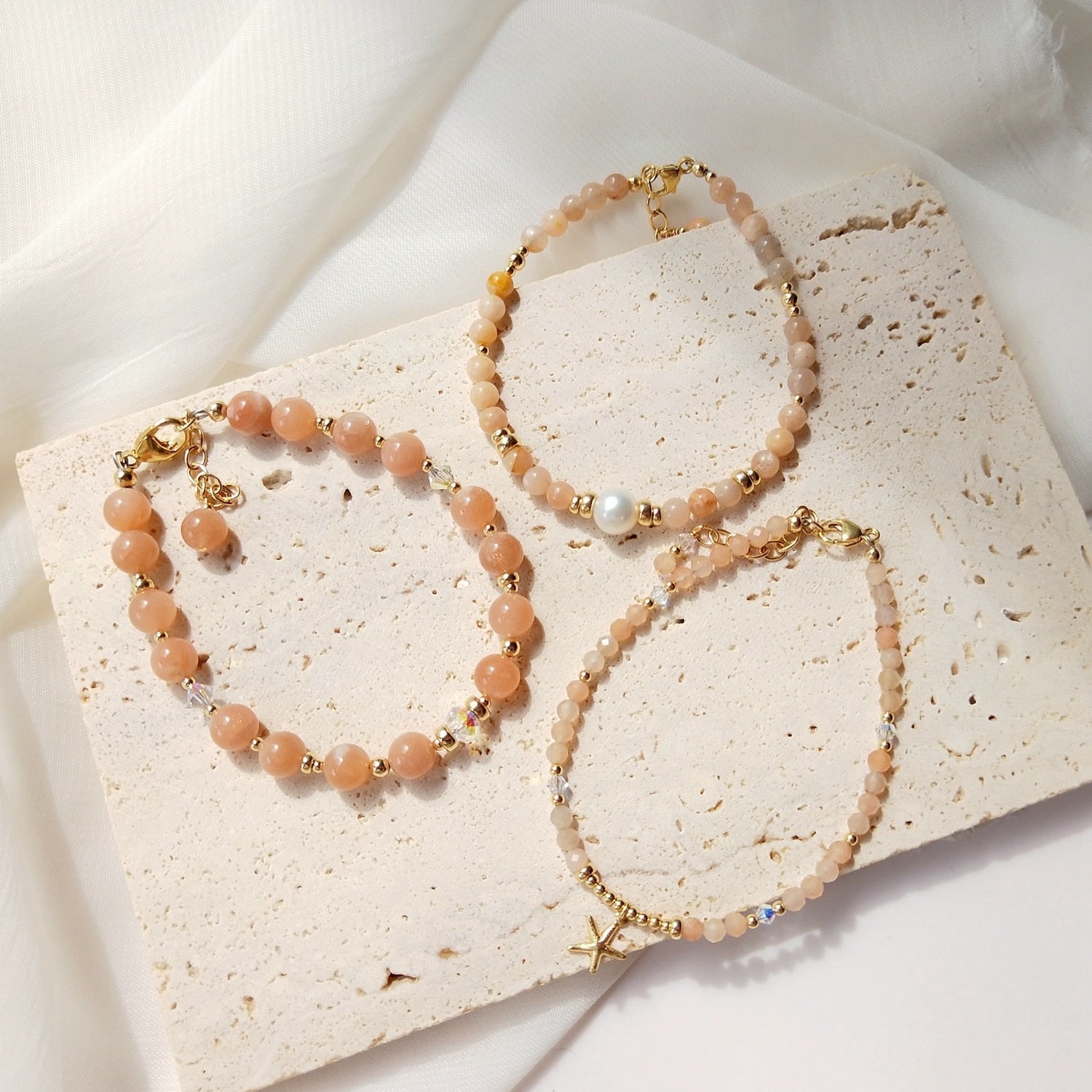 Radiant Sunstone Bracelet with 14K Gold Plating