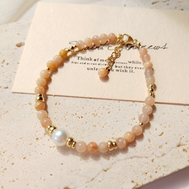 Radiant Sunstone Bracelet with 14K Gold Plating