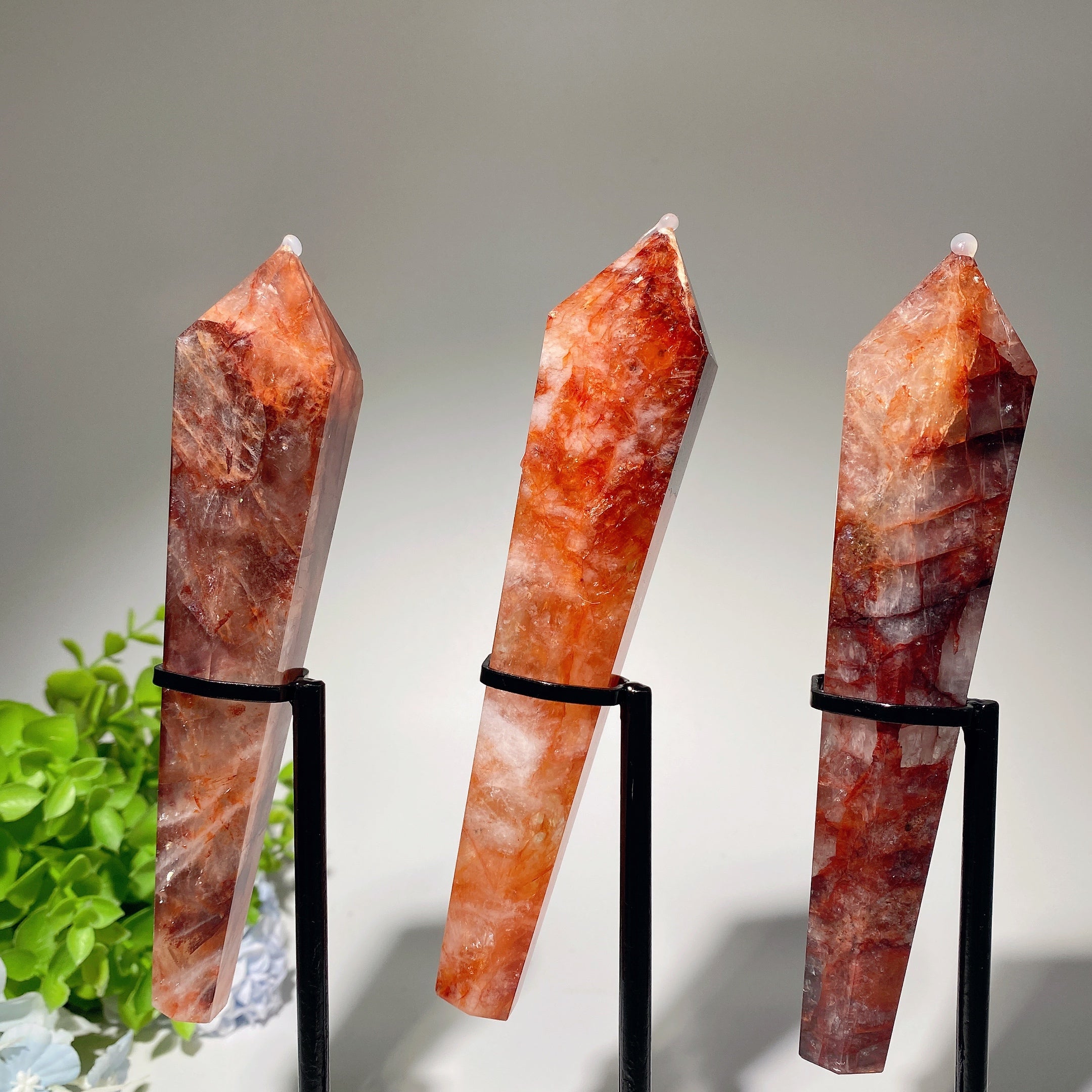 Rainbow Flashing Fire Quartz Crystal Wand 4.5-6.0 Inches Healing