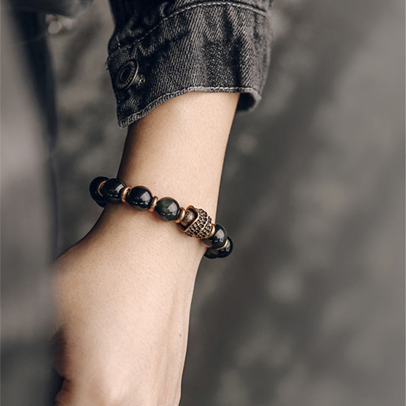 Rainbow Obsidian 10mm Healing Bracelet for Love & Balance