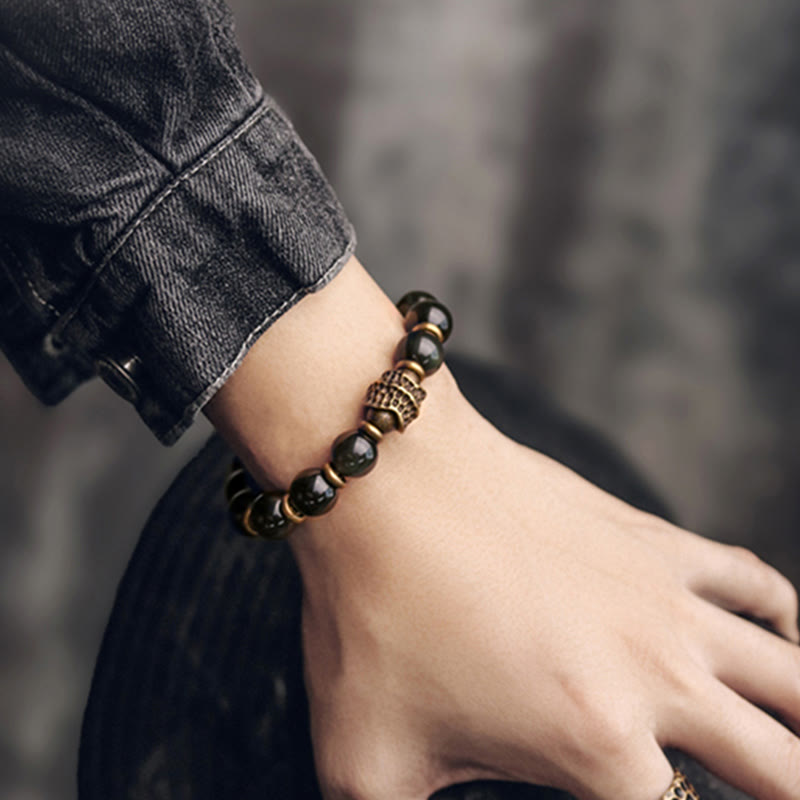 Rainbow Obsidian 10mm Healing Bracelet for Love & Balance