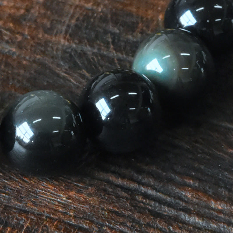 Rainbow Obsidian Copper Bead Bracelet for Positive Transformation