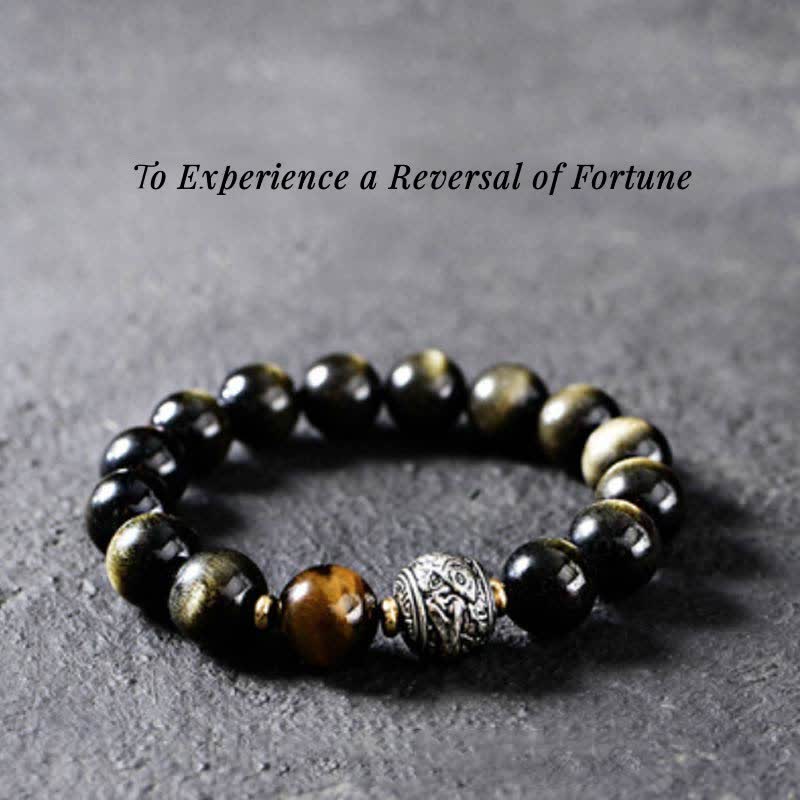 Rainbow Obsidian And Gold Sheen Obsidian Protection Bracelet 8mm